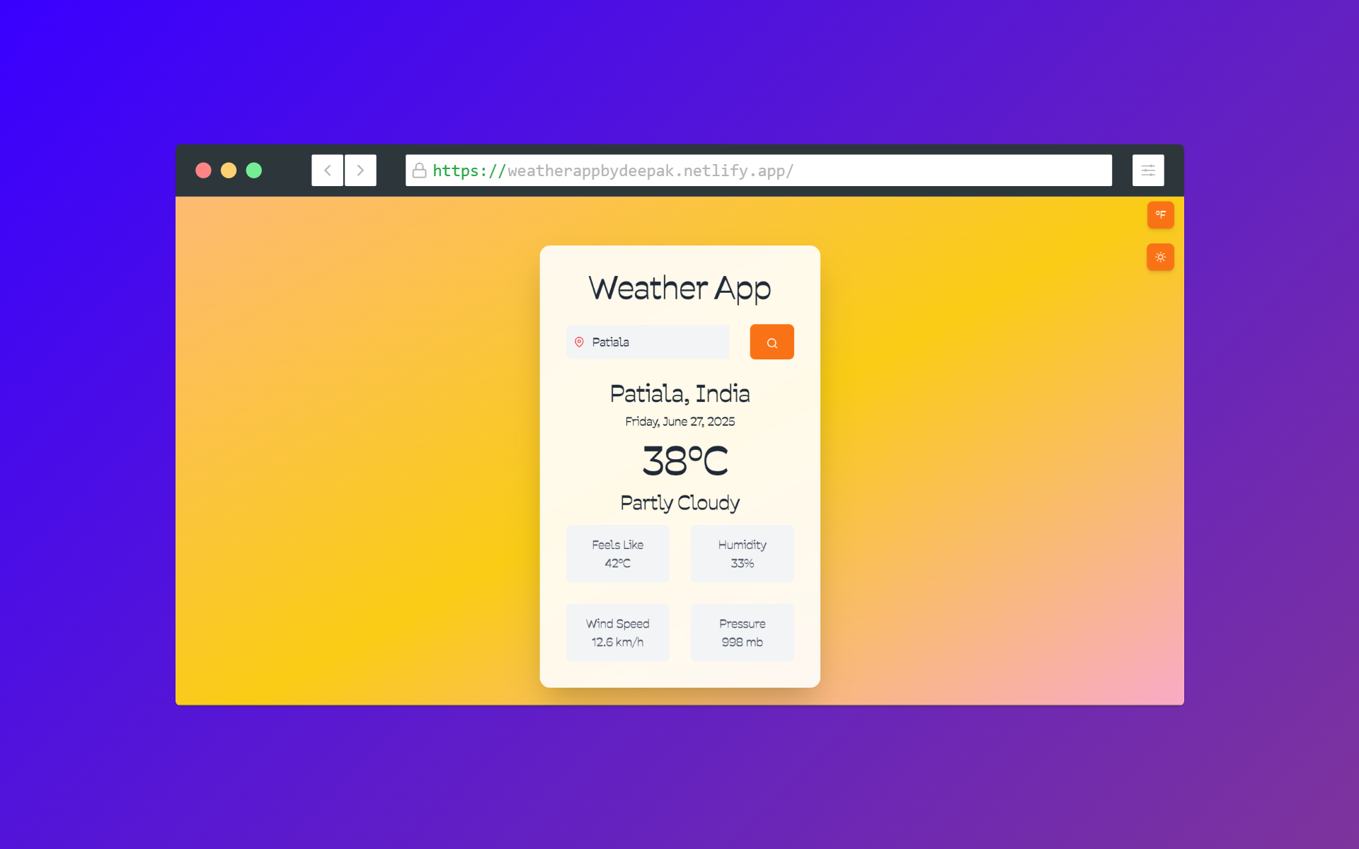Weather App screenshot
